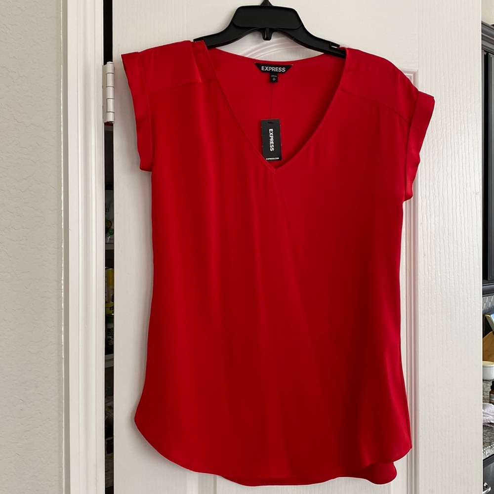 Womens v-neck red blouse